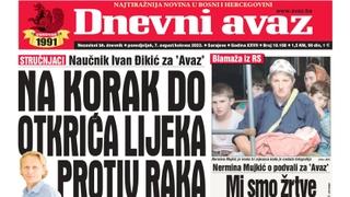 U današnjem "Dnevnom avazu" čitajte: Na korak do otkrića lijeka protiv raka