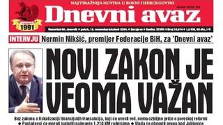 U današnjem "Dnevnom avazu" čitajte šta je poručio premijer FBiH Nermin Nikšić: Novi zakon je veoma važan