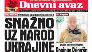 U današnjem "Dnevnom avazu" čitajte: Snažno uz narod Ukrajine
