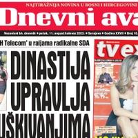 U današnjem "Dnevnom avazu" čitajte: Dinastija upravlja prisluškivanjima