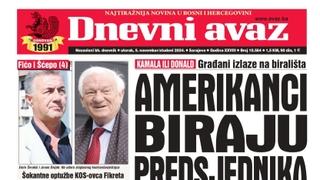 U današnjem "Dnevnom avazu" čitajte: Amerikanci biraju predsjednika