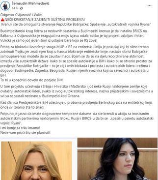 Facebook status Šemsudina Mehmedovića - Avaz