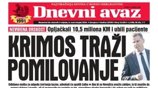 U današnjem "Dnevnom avazu" čitajte: Krimos traži pomilovanje