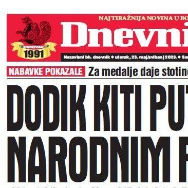 U današnjem "Dnevnom avazu" čitajte: Dodik kiti Putina narodnim parama