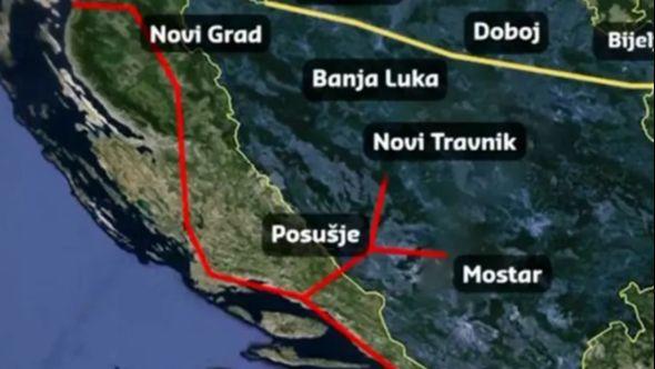 Crvena boja označa plan južne interkonekcije kroz BiH - Avaz