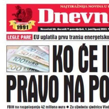 Danas u "Dnevnom avazu" čitajte: Ko će imati pravo na pomoć