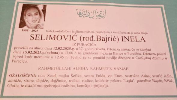 Smrtovnica Inele Selimović - Avaz