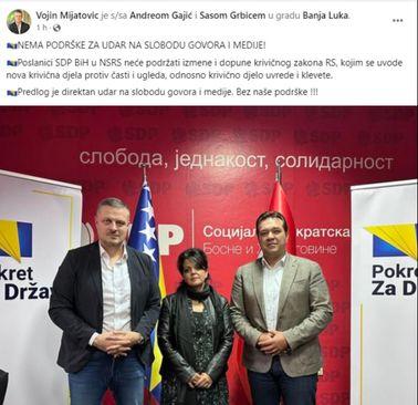 Facebook status Vojina Mijatovića - Avaz