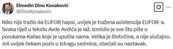 Objava Konakovića - Avaz