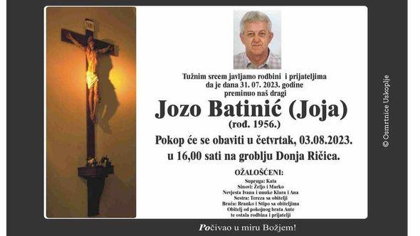 Batinić je poginuo u saobraćajnoj nesreći koju je skrivio Mahir Petrović - Avaz