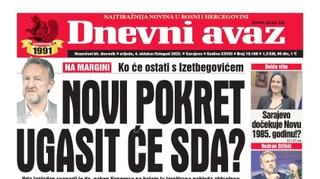 Danas u "Dnevnom avazu" čitajte: Novi pokret ugasit će SDA?