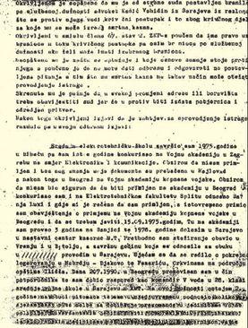 Prva strana zapisnika o saslušanju Seada Rekića u MUP-u 18. aprila 1993.: Imao je status okrivljenog, Okružni vojni sud dodijelio mu je branioca po službenoj dužnosti, advokata Vahidina Kadića iz Sarajeva, jer se protiv njega vodio krivični postupak zbog krivičnog djela za koje mu se može izreći smrtna kazna - Avaz