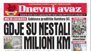 Danas u "Dnevnom avazu" čitajte: Gdje su nestali milioni KM