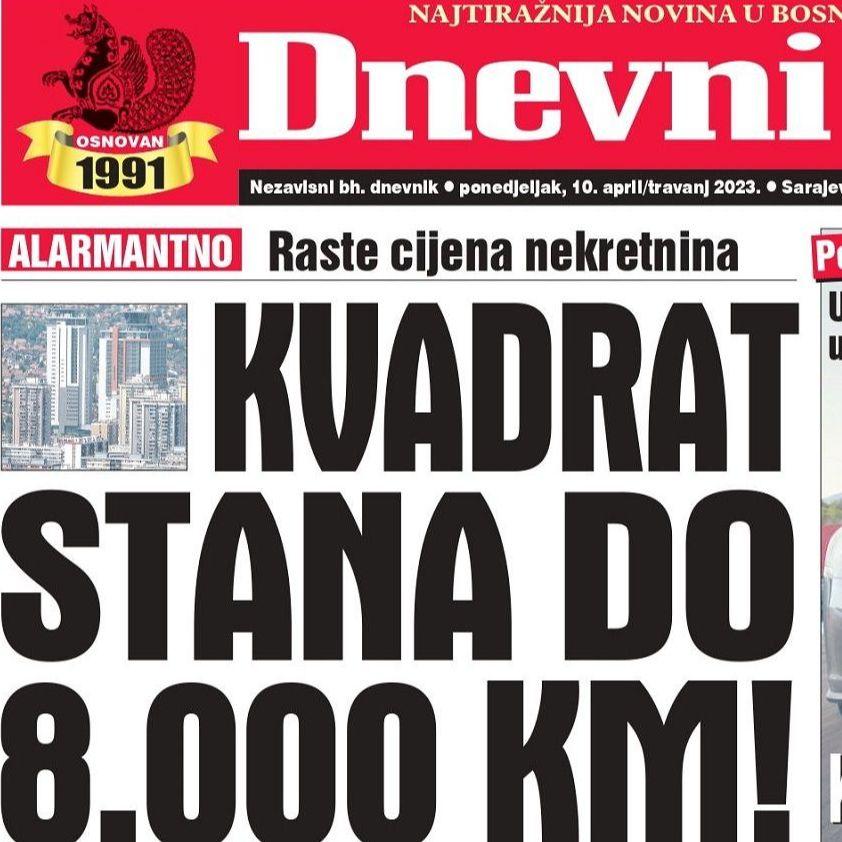 Danas u "Dnevnom avazu" čitajte: Kvadrat stana do 8.000 KM!