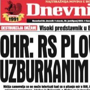 U današnjem "Dnevnom avazu" čitajte: OHR: RS plovi uzburkanim vodama