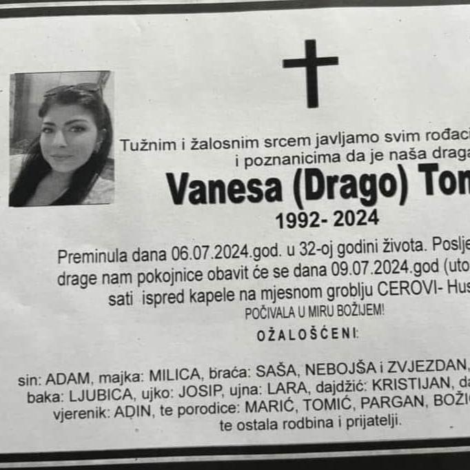 Tuzla se oprašta od Vanese Tomić koja je poginula na motociklu