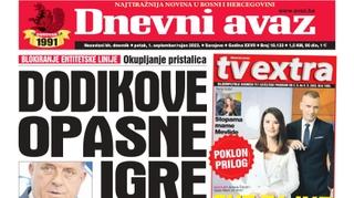 Danas u "Dnevnom avazu" čitajte: Dodikove opasne igre