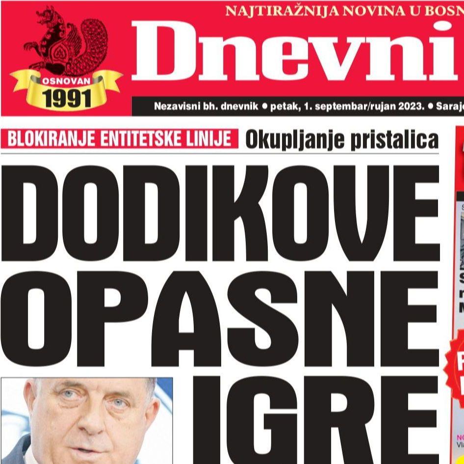 Danas u "Dnevnom avazu" čitajte: Dodikove opasne igre