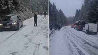 Snijeg stvorio probleme: Obustavljen saobraćaj na cesti Pale - Jahorina, kamioni zapeli na Kupresu