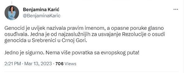 Status Karić na Twitteru  - Avaz