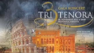 Gala koncert "Tri tenora" održat će se 18. novembra u Skenderiji