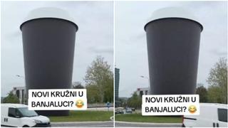 Instalacija na kružnom toku u Banjoj Luci postala viralna: Je li ovo "kafa za ponijeti"