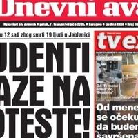 U današnjem "Dnevnom avazu" čitajte o protestima studenata zbog smrti 19 ljudi u Jablanici