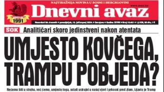 U današnjem "Dnevnom avazu" čitajte: Umjesto kovčega, Trampu pobjeda?