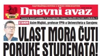 U današnjem "Dnevnom avazu" čitajte: Vlast mora čuti poruke studenata!