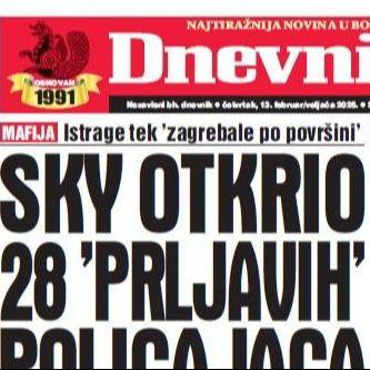 U današnjem "Dnevnom avazu" čitajte o istragama: Sky otkrio 28 "prljavih" policajaca