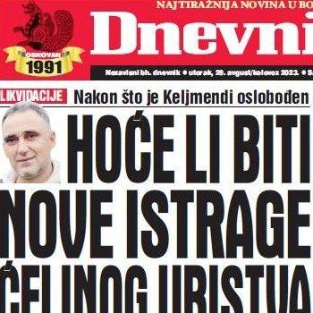 U današnjem "Dnevnom avazu" čitajte: Hoće li biti nove istrage Ćelinog ubistva 