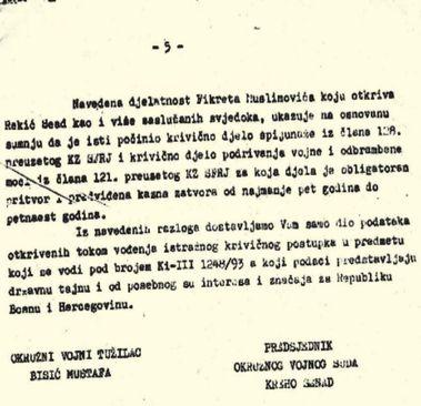 Krivično djelo podrivanja vojne i odbrambene moći iz člana 121. preuzetog KZ SFRJ, za koja djela je obligatoran pritvor i predviđena kazna od najmanje pet godina do 15 godina - Avaz