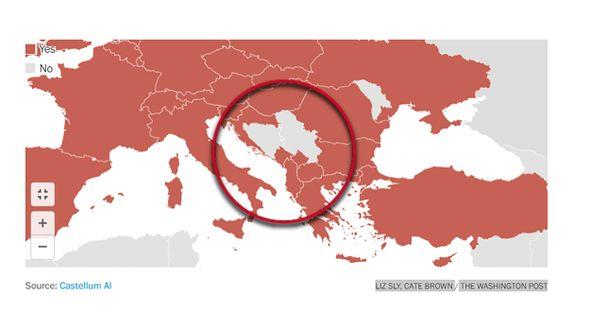 Mapa koju je objavio Washington Post - Avaz