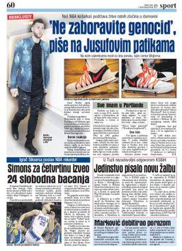 Naslovnica "Dnevnog avaza" iz 1. decembra 2017. godine - Avaz