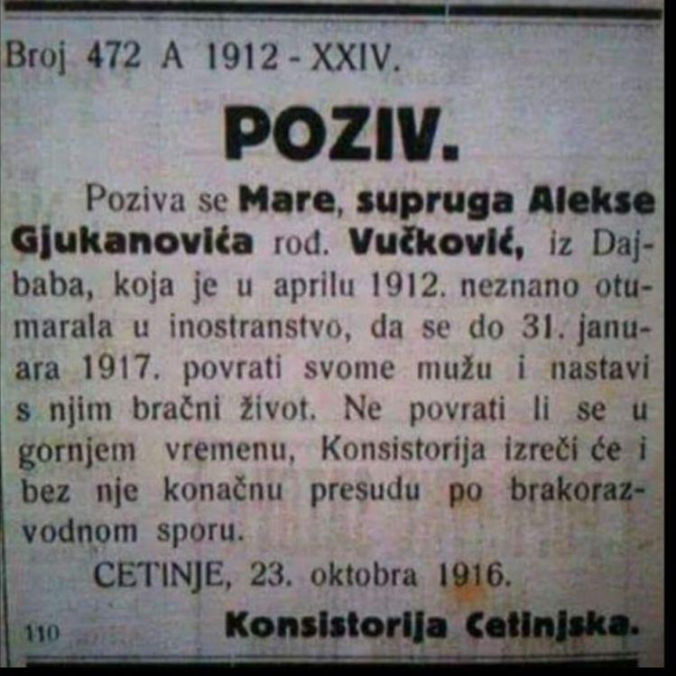 Oglas iz 1916. godine nasmijao javnost: "Otumarala Mare da se povrati"