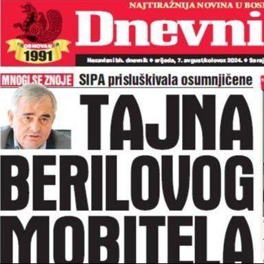 U današnjem "Dnevnom avazu" čitajte: Tajna Berilovog mobitela