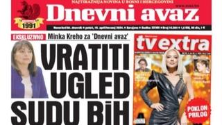 Danas u "Dnevnom avazu" čitajte: Vratiti ugled Sudu BiH