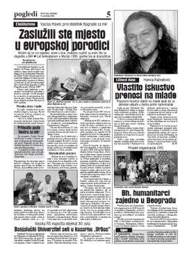 Intervju Vaclava Havela objavljen u "Dnevnom avazu" 2004 godine - Avaz