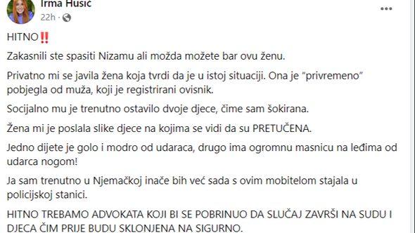 Irmina objava na društvenim mrežama - Avaz