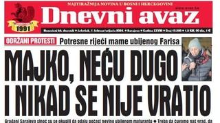 U današnjem "Dnevnom avazu" čitajte: Majko, neću dugo i nikad se nije vratio