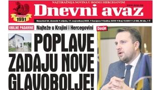 Danas u "Dnevnom avazu" čitajte: Poplave zadaju nove glavobolje