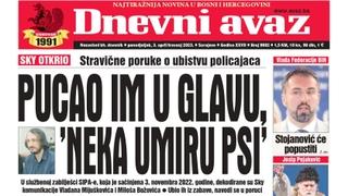 Danas u "Dnevnom avazu" čitajte: Pucao im u glavu, "neka umiru psi"