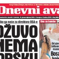 Danas u "Dnevnom avazu" čitajte: Džuvo ispao iz voza!