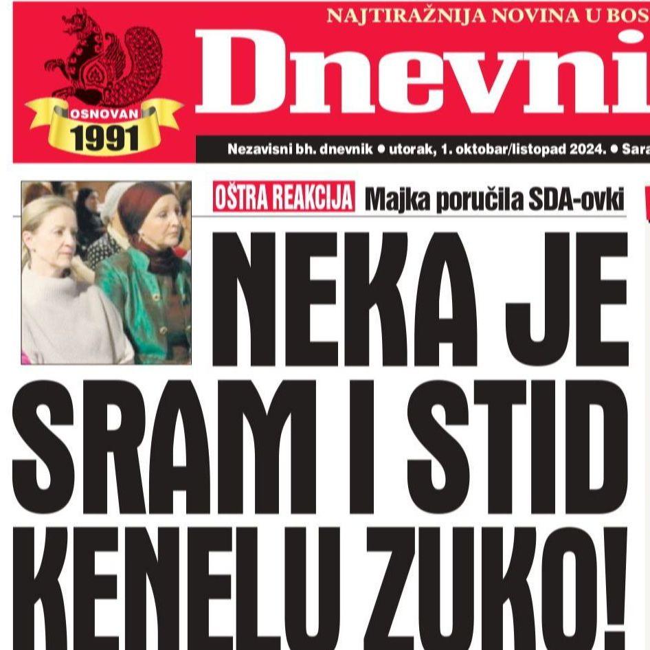 U današnjem "Dnevnom avazu" čitajte poruku majke Srebrenice Keneli Zuko: Neka je sram i stid