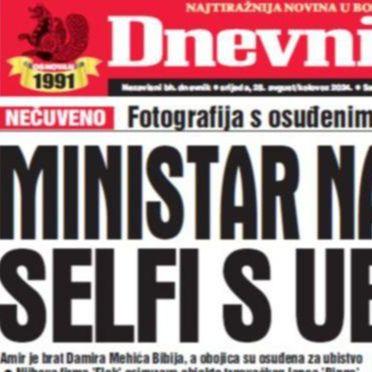 U današnjem "Dnevnom avazu" čitajte: Ministar napravio selfi s ubicom