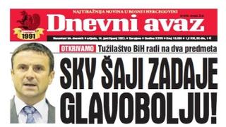 U današnjem "Dnevnom avazu" čitajte: Sky Šaji zadaje glavobolju!