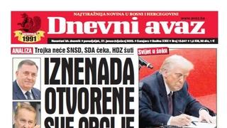 U današnjem "Dnevnom avazu" čitajte analizu političke scene u BiH: Iznenada otvorene sve opcije